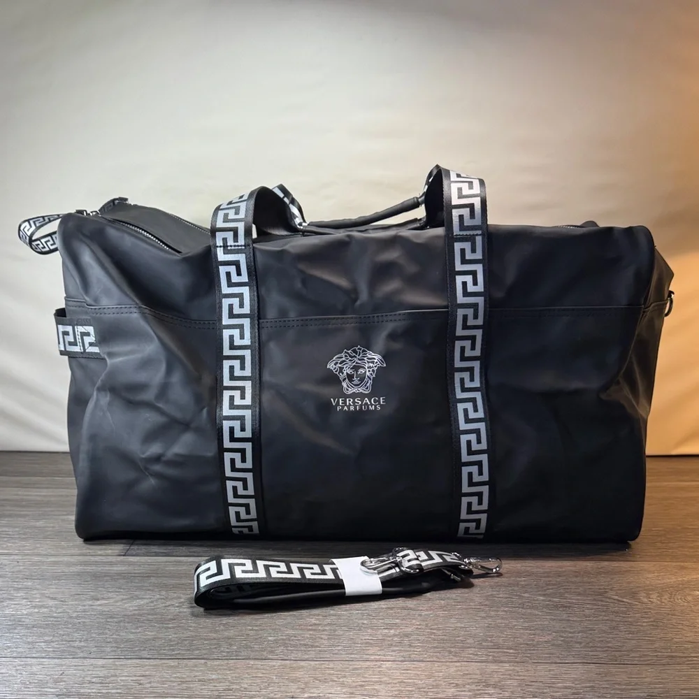 Versace Black and Gray Duffel Bag travel bag/ gym bag